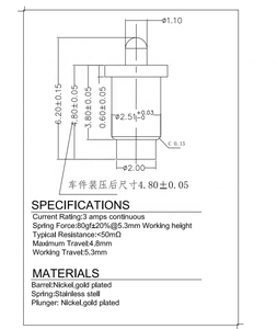 ตัวเชื่อมต่อพิน Pogo แบบสปริงโหลดแบบจุ่ม H6.2mm 3.2มม. แบบกำหนดเอง - Product Image 6