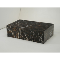 Table basse en marbre Nero Portoro classique SH STONE, rectangulaire, noire, à profil bas, design moderne personnalisé, meubles de salon