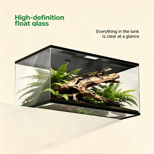 Terrarium professionnel pour reptiles, verre flotté haute transparence, cadre gris, maille respirante, double ouverture frontale pour lézards, serpents, tortues - Product Image 3