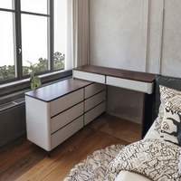 Coiffeuse moderne style rétro français Coiffeuse légère de luxe en bois massif pour maquillage Armoire seau intégrée pour chambre à coucher