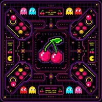 Tapis de Mahjong Thème Punk Fantastique Design Néon Lumineux 31,5x31,5 Pouces pour Soirées de Jeu Sociales (Expédition en Rouleaux)