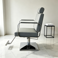 Fauteuil de salon moderne pivotant et inclinable hydraulique en cuir PU chromé sur mesure avec repose-pieds pour salon de coiffure