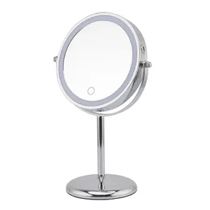 Best Quality Chrome Double Sides Makeup Mirror Magnification Desktop Cosmetic Mirror With Led Light