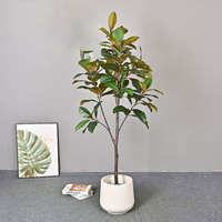 Plante artificielle en pot Ficus Elastica à tronc unique, formes variées, très réaliste, pour la décoration d'hôtels