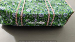 Bolsa de Tela de Algodón con Estampado Artesanal Indio, Color Sólido, 18x18 Pulgadas, Diseño Acolchado, Ecológica, para Compras - Product Image 2