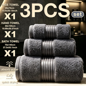 Ensemble de serviettes de bain Go ozone Home, 3 pièces, 70x140cm, microfibre douce, séchage rapide, pour salle de bain - Product Image 5