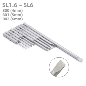 S2 Alloy Slot Bits with 800 801 802 Round Shank SL1.6 2 2.5 3 4 5 6mm Flat <strong>Screwdriver</strong> Length 40 60 100mm Electric Tools - Product Image 1