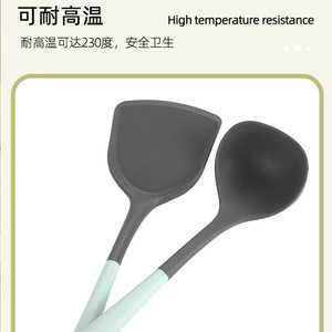 Espátula de Silicona Gris Verde Antiadherente Resistente a Altas Temperaturas Utensilio de Cocina Cuchara para Saltear - Product Image 5