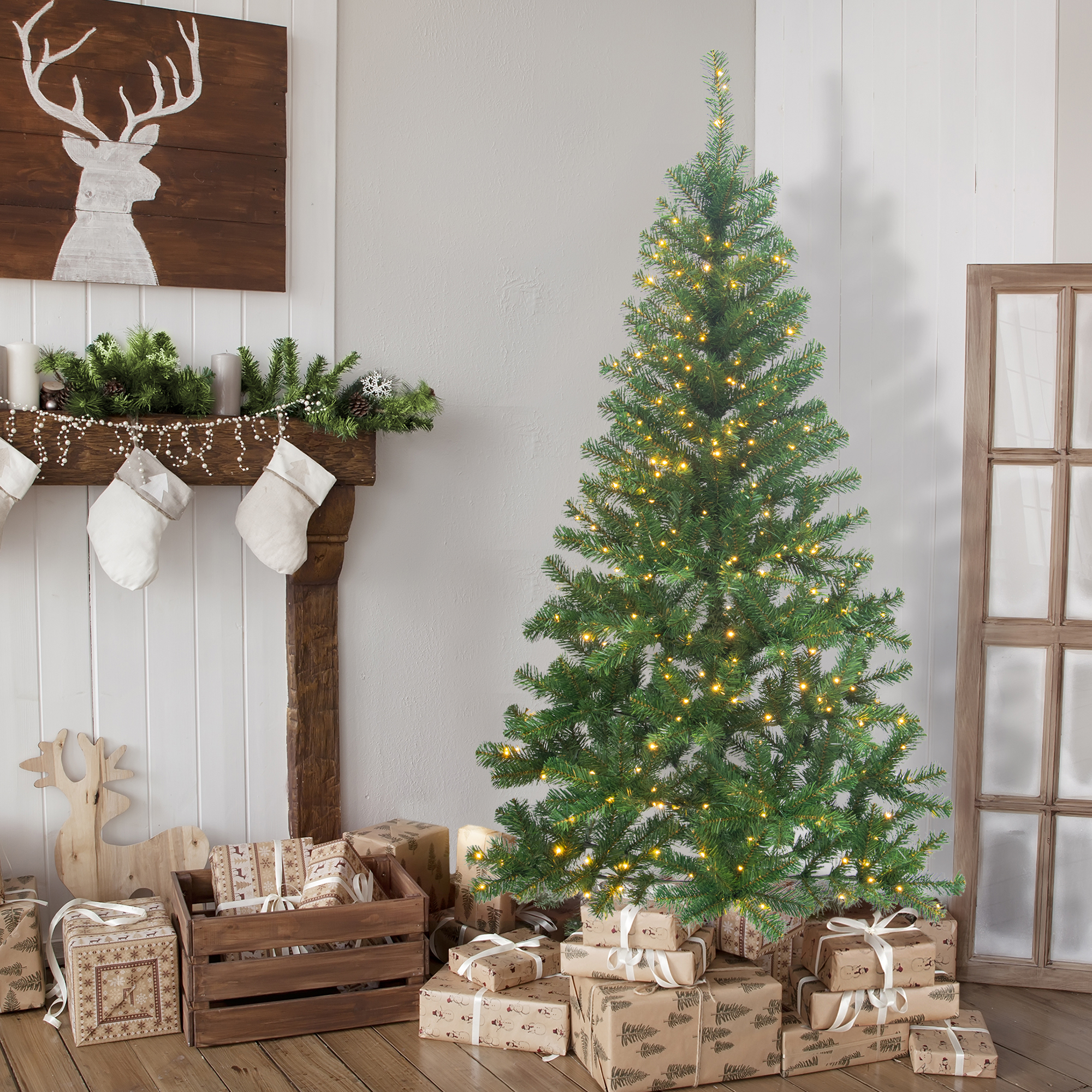 5FT Prelit Flocked Christmas Tree With Pine Cone, Premium Artificial Christmas Tree With 300 Lights & 600 Branch Tips, Pre Lit Hinged Xmas Tree With Memory Wire Technology For Holiday Decoration - View #8