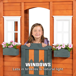 Meilleur cadeau de Noël, maison de jeu en bois Wendy pour l'extérieur, petite maisonnette pour enfants avec jardinière - Product Image 3