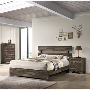 Rustic Two <b>Drawer</b> Nightstand Brown Gray Wood Bedroom <b>Storage</b> Furniture - Product Image 5