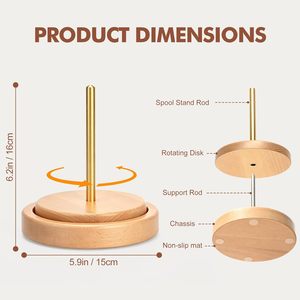 Soporte para Hilos Múltiples de Madera Teñida, Seguro, Varios Diseños, Mini Soporte para Hilos de Colores, Soporte de Madera para Ganchillo y Tejido, Liso, Redondo de 25cm - Product Image 3