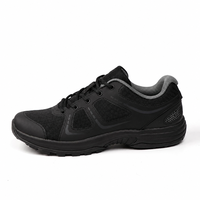 Chaussures tactiques basses noires, empeigne en mesh respirant, fermeture à lacets, semelle extérieure antidérapante MD, légères, pour la randonnée en plein air, pour hommes