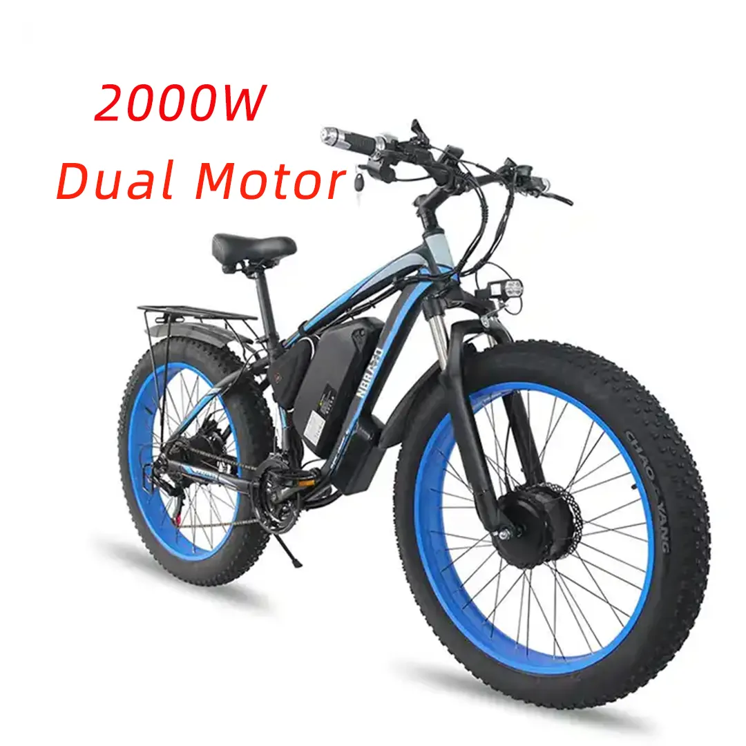 26นิ้ว48V 17.5Ah 48V จักรยานไฟฟ้า2000W มอเตอร์คู่ขับเคลื่อน E จักรยาน26*4.0ยางไขมันความเร็วสูง50-60กม./ชม