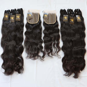 Vendeurs de cheveux vierges en gros de produits capillaires brésiliens vierges bruts 100% paquets de cheveux humains de temple indien avec fermeture - Product Image 1