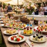 Lot de 100 piques à fruits en bambou, pics à cocktail faits à la main, cure-dents à fruits, brochettes en bambou de 4,7 pouces