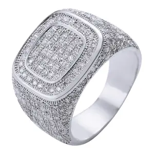 Steunpunt Boor Pen Test Van De Groothandel 925 Zilveren Mozan Diamanten Ring Atmosferische Heren Vierkante Ring