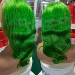 Parrucca anteriore in pizzo trasparente di colore verde personalizzato 13*4 in 100% reale capelli umani grezzi senza colla 200% densità per donne di bellezza - Product Image 2