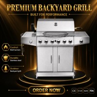 Barbecue à gaz grande capacité en acier inoxydable 6 brûleurs avec armoire de rangement et porte pour cuisson extérieure et fêtes