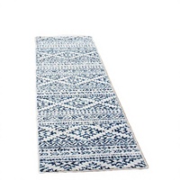 SAFAVIEH Tulum Collection Runner Rug 2 X 15 Ivory Navy Moroccan Boho Tribal Design Polypropylene Non-Shedding Easy Clean