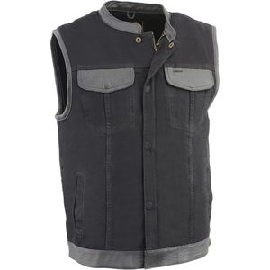 Gilet en toile tricotée en denim pour homme, taille moyenne, garniture en cuir, fermeture à pression dissimulée avec fermeture éclair cachée, 2 poches pour armes à feu pour vêtements d'extérieur - Product Image 2