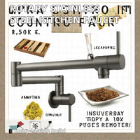Robinet de cuisine moderne en acier inoxydable, eau froide uniquement, pliable, mural, rotatif, intégré, en céramique