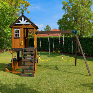 Ensemble de balançoire en bois pour enfants Park Creative, avec échelle, corde d'escalade, aire de jeux de jardin en bois, balançoire pour enfant - Product Image 2