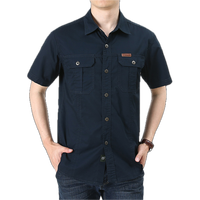 Chemise décontractée pour homme de haute qualité, à manches courtes, 100% coton satiné, anti-boulochage, col rabattu à bouton unique, style safari extérieur
