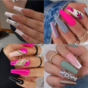 500 pièces clair naturel cercueil ongles conseils couverture complète acrylique faux ongles conseils court Long Ballet faux ongles conseils sac paquet - Product Image 3