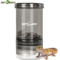 REPTI ZOO Distributeur de poudre de calcium pour reptiles avec logo personnalisé, mélangeur et agitateur en acrylique avec couvercle à verrouillage rotatif pour dragon barbu, gecko, lézard