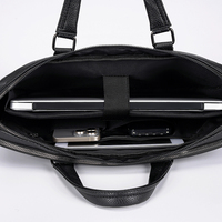 Porte-documents fin en cuir véritable avec fermeture éclair, pochette de transport pour documents, poche avant, grande capacité, sac de travail et de voyage pour le bureau
