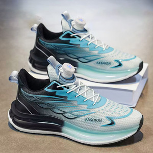 Chaussures de sport pour hommes de bonne qualité, bouton rotatif, doublure en maille respirante, semelle épaisse, amortissante, tendance, antidérapante - Product Image 1