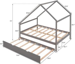 <span class=keywords><strong>Letto</strong></span> Moderno in Legno Massello con Struttura a Piattaforma, <span class=keywords><strong>Letto</strong></span> Estraibile Nascosto, Altezza Regolabile, <span class=keywords><strong>Letto</strong></span> <span class=keywords><strong>Montessori</strong></span> per Bambini - Product Image 4