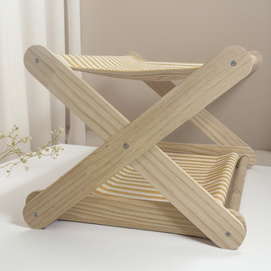 Arbre à chat moderne et écologique avec nid intégré, design multi-niveaux en bois massif, poteaux à gratter en sisal, perchoirs double couche - Product Image 2