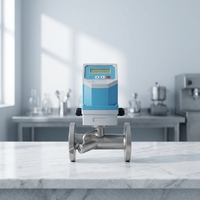Stabilitas Tinggi 4-20mA OCT 90~230VAC Flow Meter Digital Inline Baja Tahan Karat untuk Cairan Kimia, Air, Minyak, Sodium Hidroksida OEM