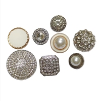 Boutons à tige en alliage de zinc perlé JQR 78592 durables de 12 mm, décorés de strass dorés/argentés polis, pour costumes et jeans de luxe pour hommes