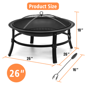 Chimenea portátil redonda de 26 pulgadas para exteriores, chimenea portátil para acampar, Patio trasero - Product Image 2