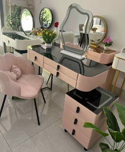 NOVA Bedroom Smart <strong>Dresser</strong> With Lights Mirror And Side Cabinet Fashion Make Up Table Vanity Desk Set