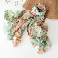 Écharpe en Soie de Mûrier 100% Vintage à Motifs Floraux Botaniques, Plusieurs Designs de Fleurs au Choix, Châle de Cou Tendance pour Femme, Idéal pour le Bureau