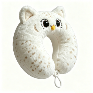 Oreiller de voyage personnalisé en forme de hibou des neiges, oreiller de cou en peluche blanc en forme d'hibou, oreiller de cou en forme d'animal en U - Product Image 4