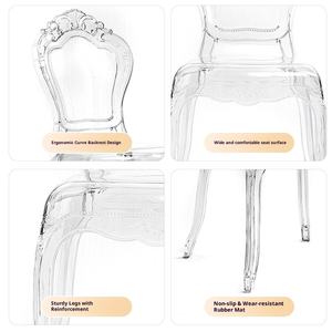 Bắc Âu công chúa ghế nhựa pha lê trong suốt có thể gập lại chân sắt khách sạn tiệc cưới tích hợp tựa lưng ghế ma - Product Image 3