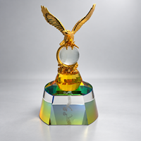 Trophée de luxe en cristal K9 et métal doré, étanche, gravé au laser avec logo personnalisé, poli pour la reconnaissance d'entreprise