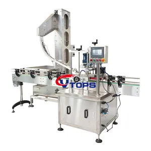 Automatic Oval Bottle Pump Caps Screw Closing Machine Caps Pressing Device With Caps Loading Device