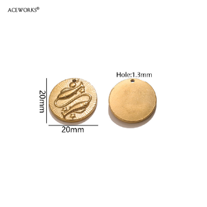 จี้รูปจักรราศีแบบนูน |   จี้สแตนเลสสตีลชุบทอง 18K PVD ลายโหราศาสตร์ กันน้ำ ป้องกันอาการแพ้ ไม่หมองคล้ำ - Product Image 6
