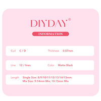 DIYDAY Livraison Rapide Extensions de Cils Pré-fabriquées Volume 3 Couches Fox YY CC Curl 100% PBT Douces