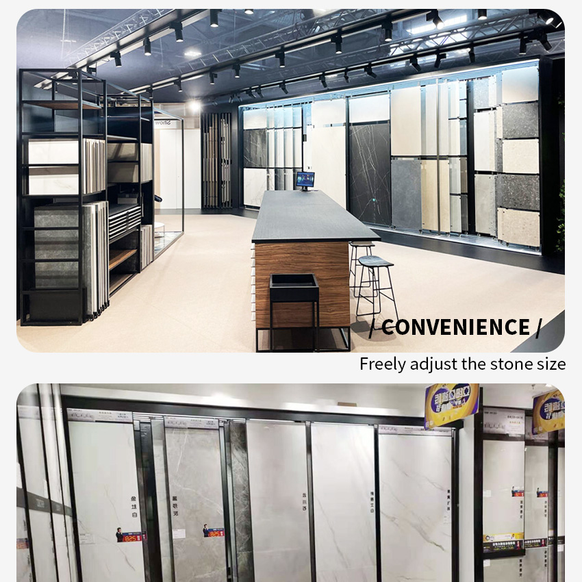 Factory Big Panel Push-Pull Ceramic Tile Display For Showroom Sintered Stone Sample Display Stand Marble Granite Sliding Rack