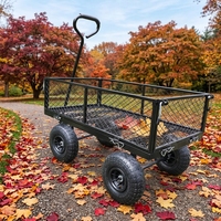 Carretilla de Jardín Plegable de Acero Inoxidable con 4 Ruedas, Carro de Mano Utilitario con Mango en D OEM para Acampar al Aire Libre y Construcción