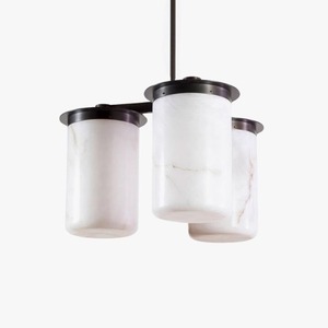 Lustre en marbre naturel à 3 têtes LED E27, luminaire suspendu rond pour la maison, salon, salle à manger, chambre à coucher, éclairage de plafond - Product Image 2