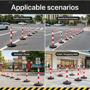 Poteaux de signalisation routière réfléchissants de haute qualité, remplis d'eau, moulés par injection en PP, pour le contrôle des foules et <span class=keywords><strong>la</strong></span> sécurité, rouge et blanc, 85 cm - Product Image 6