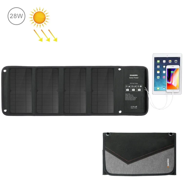 Green Energy HAWEEL 28W Foldable Solar Panel Charger with 5V 3A Max Dual USB Ports